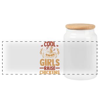 Élevage de coqs, volaille, poulet - Boîte à biscuits avec couvercle en bois - blanc - Devant