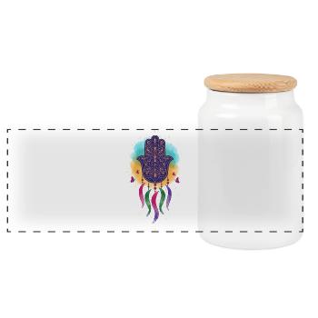 Spiritualité Géométrie Sacrée Fleur de Lotus Zen - Boîte à biscuits avec couvercle en bois - blanc - Devant