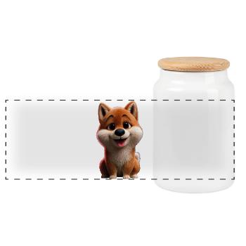 Chien Shiba Inu Race de chiens japonais Shibas du Japon - Boîte à biscuits avec couvercle en bois - blanc - Devant
