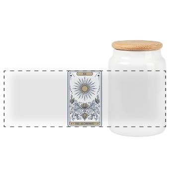 Spiritualité XV L’Alchimiste Géométrie Sacrée - Boîte à biscuits avec couvercle en bois - blanc - Devant