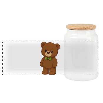 Ours poillé avec nœud papillon vert - Boîte à biscuits avec couvercle en bois - blanc - Devant