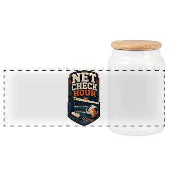 NET CHECK HOUR - Panoramic Cookie Jar with Wooden Lid - white - Front