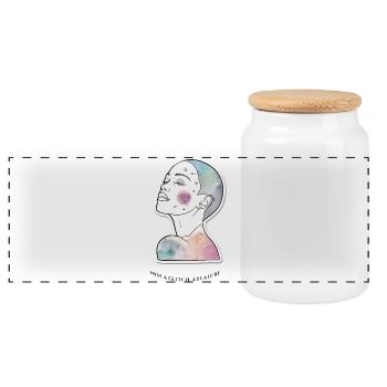 Vitiligo Body Positivity Not A Glitch A Feature - Panoramic Cookie Jar with Wooden Lid - white - Front