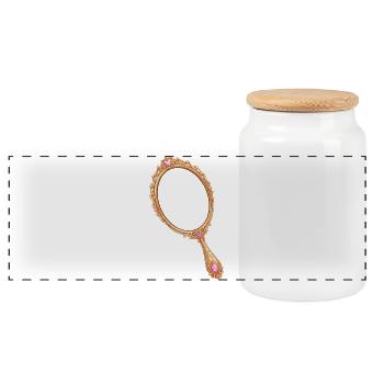 Hand mirrors for your own photos & motifs - Panoramic Cookie Jar with Wooden Lid - white - Front