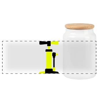 Bicycle Air Pump Graphic - Panoramic Cookie Jar with Wooden Lid - white - Front