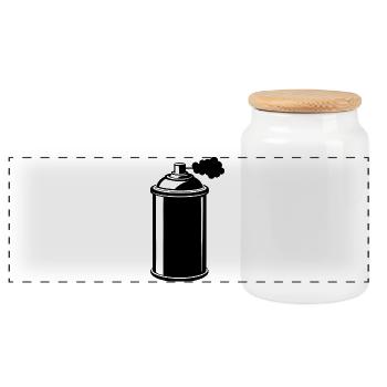 Spray Paint Can - Panoramic Cookie Jar with Wooden Lid - white - Front