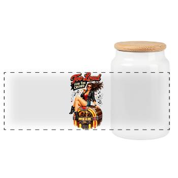 Pin-up rockabilly : trop bruyant pour la foule - Boîte à biscuits avec couvercle en bois - blanc - Devant