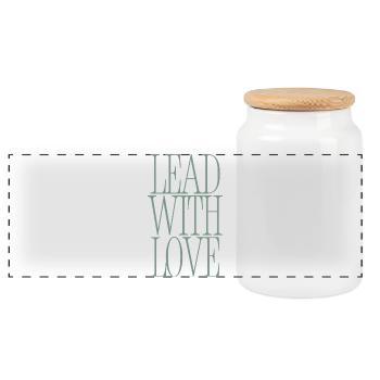 Lead With Love Bold Typography - Panoramic Cookie Jar with Wooden Lid - white - Front