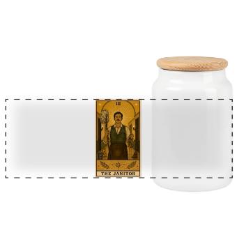 Gardien | Key Mop Tarot - Boîte à biscuits avec couvercle en bois - blanc - Devant