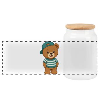 Ours en peluche Ours en peluche - Boîte à biscuits avec couvercle en bois - blanc - Devant