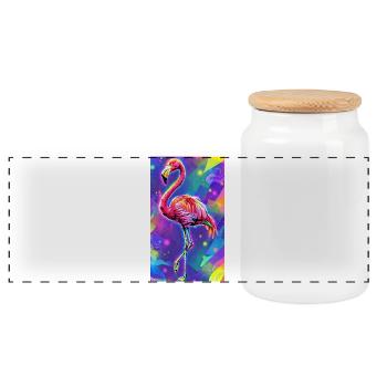 Flamingo - Panorama Keksdose mit Holzdeckel - Weiß - Vorne