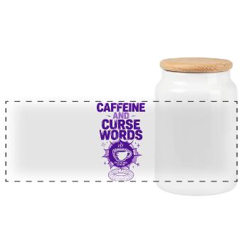 Caffeine and Curse Words - Panorama Keksdose mit Holzdeckel - Weiß - Vorne