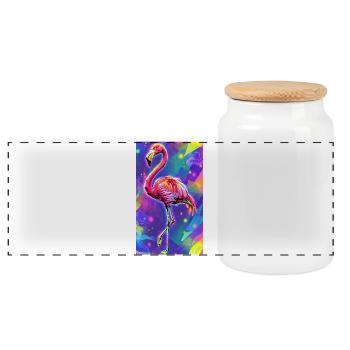 Flamingo - Panorama Keksdose mit Holzdeckel - Weiß - Vorne
