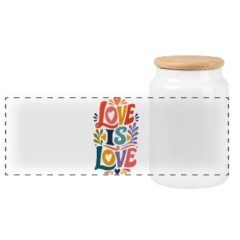 Love Is Love Vintage 70s Pride Motiv CSD Parade - Panorama Keksdose mit Holzdeckel - Weiß - Vorne