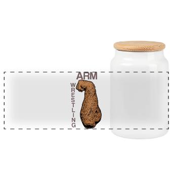Arm Wrestling Vintage Kraftarm - Panorama Keksdose mit Holzdeckel - Weiß - Vorne