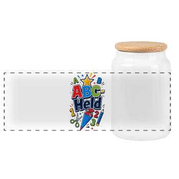 Back to school school child - Panoramic Cookie Jar with Wooden Lid - white - Front