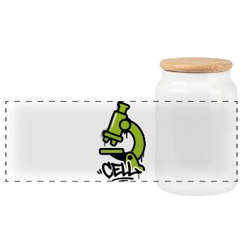 Cell Microscope Graffiti - Panoramic Cookie Jar with Wooden Lid - white - Front
