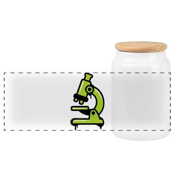 Microscope Graffiti Logo - Panoramic Cookie Jar with Wooden Lid - white - Front