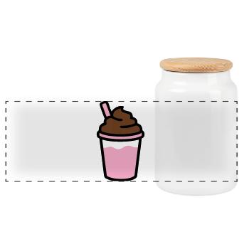 Iced Coffee Smoothie Logo - Panoramic Cookie Jar with Wooden Lid - white - Front