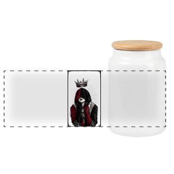 Royal darkness on the net - Panoramic Cookie Jar with Wooden Lid - white - Front