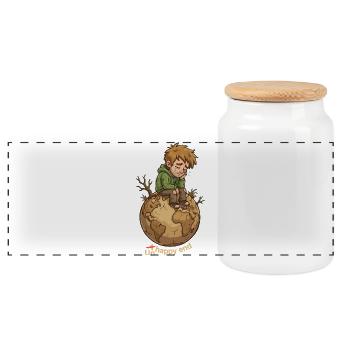 Earth's Saddest End - Panoramic Cookie Jar with Wooden Lid - white - Front