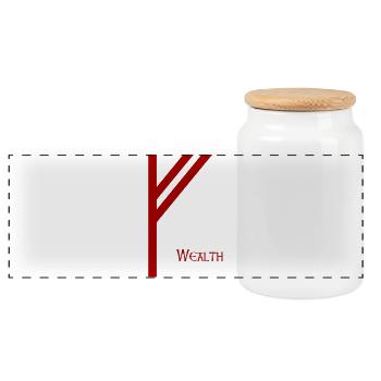 Rune Fehu avec Sens Rouge – Futhark Viking Norse - Boîte à biscuits avec couvercle en bois - blanc - Devant