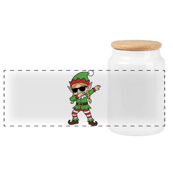 Elf Dab Christmas Chic - Panoramic Cookie Jar with Wooden Lid - white - Front