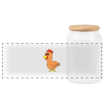 Huhn / Chicken - Panorama Keksdose mit Holzdeckel - Weiß - Vorne