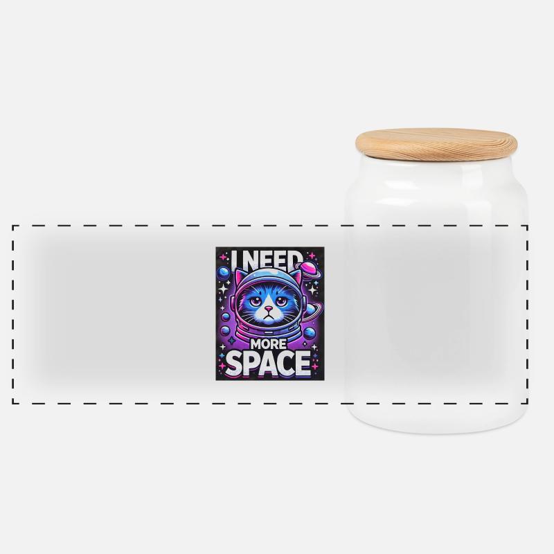 I Need More Space - Panoramic Cookie Jar with Wooden Lid - white