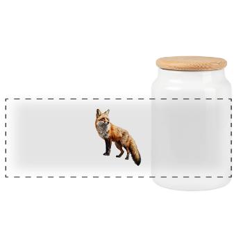 Roter Fuchs – Wildtier Alpen Design - Panorama Keksdose mit Holzdeckel - Weiß - Vorne