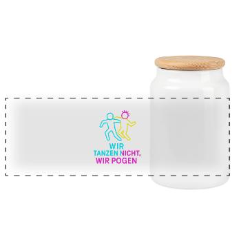 Neon Pogo Tanzduo - Panorama Keksdose mit Holzdeckel - Weiß - Vorne