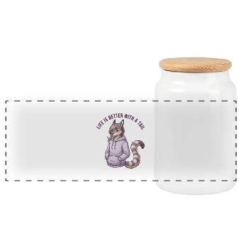 La vie est meilleure avec une queue - Boîte à biscuits avec couvercle en bois - blanc - Devant