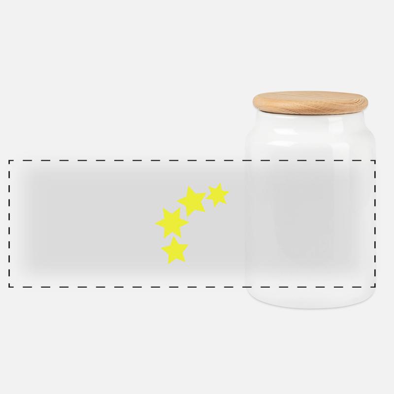 stars - Panoramic Cookie Jar with Wooden Lid - white