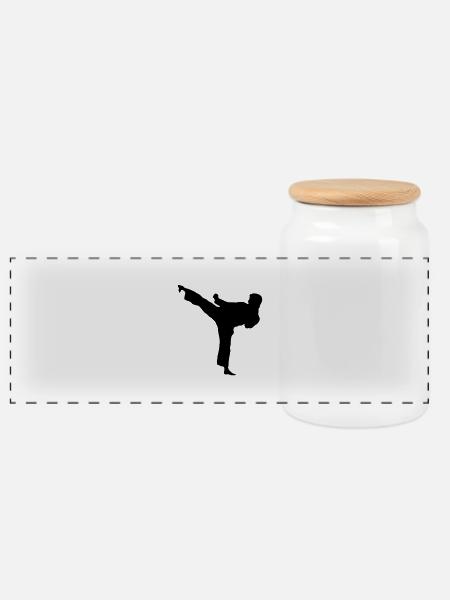 Highkick nach links - Panorama Keksdose mit Holzdeckel - Weiß