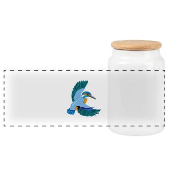Eisvogel - Panorama Keksdose mit Holzdeckel - Weiß - Vorne