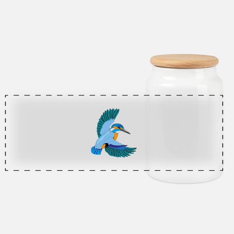 Eisvogel - Panorama Keksdose mit Holzdeckel - Weiß