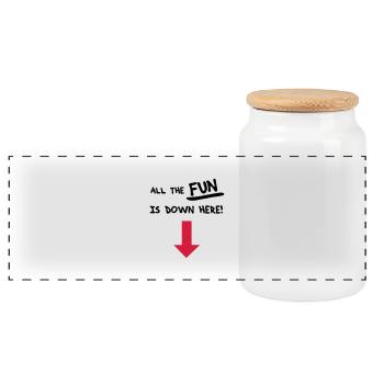 Tout le plaisir est ici! - Boîte à biscuits avec couvercle en bois - blanc - Devant