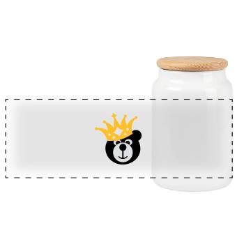 BEAR avec KRONE - Boîte à biscuits avec couvercle en bois - blanc - Devant