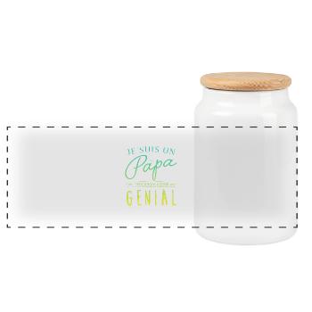 Je suis un papa trop genial - Boîte à biscuits avec couvercle en bois - blanc - Devant