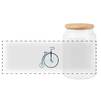 Bicycle - Panoramic Cookie Jar with Wooden Lid - white - Front