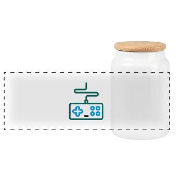 Gaming / eSports / Controller - Panoramic Cookie Jar with Wooden Lid - white - Front