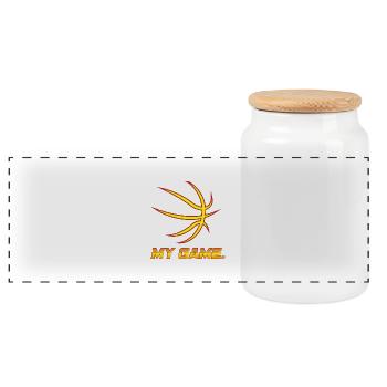 Basketball! BBall! Streetball! NBA! Court! - Panoramic Cookie Jar with Wooden Lid - white - Front