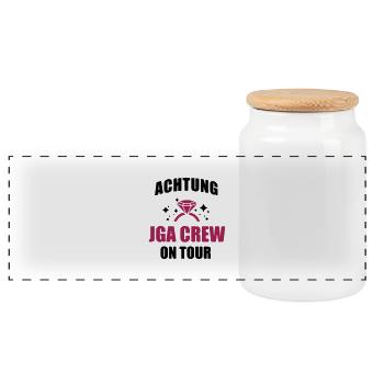 JGA T-Shirt - JGA Crew Shirt - Braut T-Shirt - JGA - Panorama Keksdose mit Holzdeckel - Weiß - Vorne