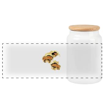 Bison - Panoramic Cookie Jar with Wooden Lid - white - Front