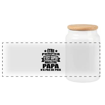être pompier c'est super être papa pas de prix - Boîte à biscuits avec couvercle en bois - blanc - Devant