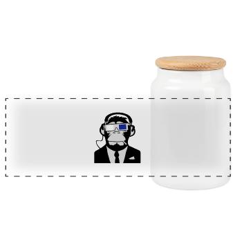 3D Ape Monkey Electroclub Casque motif - Boîte à biscuits avec couvercle en bois - blanc - Devant