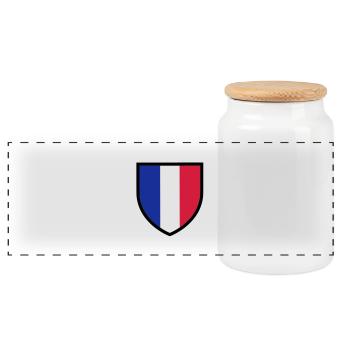 blason, écusson, drapeau France (T) - Boîte à biscuits avec couvercle en bois - blanc - Devant