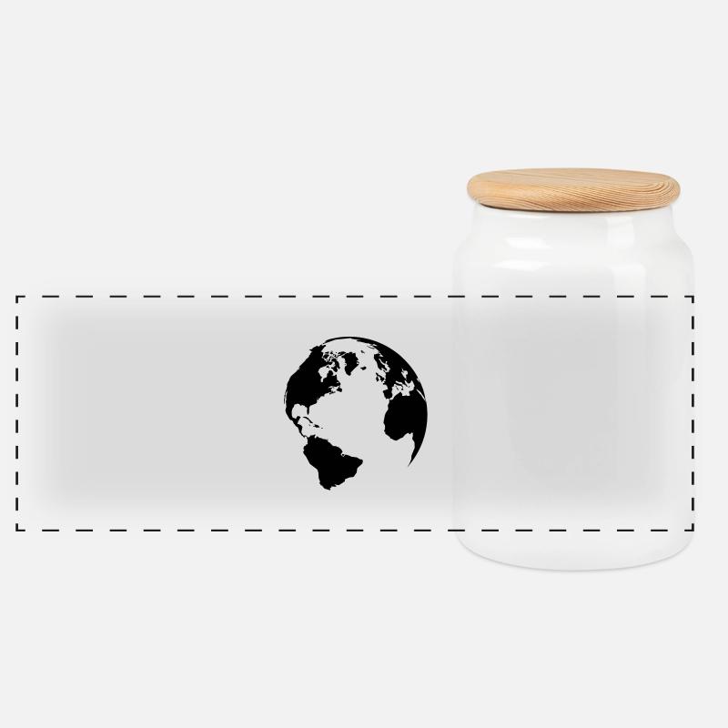 world - Panorama Keksdose mit Holzdeckel - Weiß