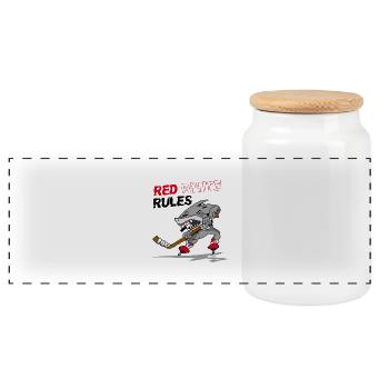 Red White Rules - Hokey - Panorama Keksdose mit Holzdeckel - Weiß - Vorne