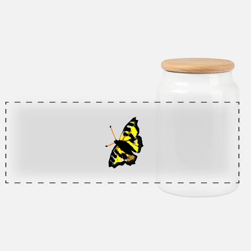 schmetterling - Panorama Keksdose mit Holzdeckel - Weiß